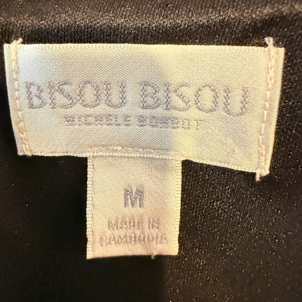 Bisou Bisou Black Geometric Laser Cut Peplum Waist Sleeveless Top M - Picture 10 of 13